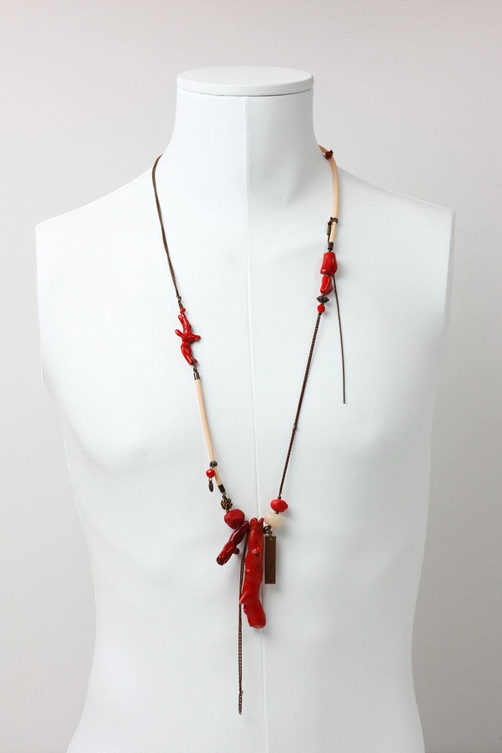 Red coral and silicone necklace