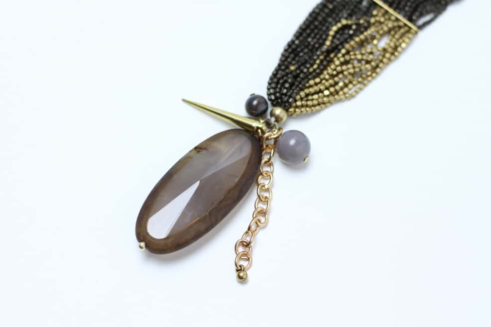 Metal bead and agate bracelet